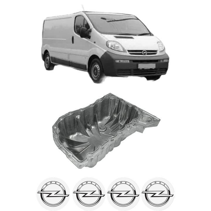 Baie ulei OPEL VIVARO A Van (X83) 1.9 DI (F7) F9Q 762 din 2001-2006 KW 60 CP 80 CMC 1870, auto, material aluminiu, 4 Stickere auto cu OPEL