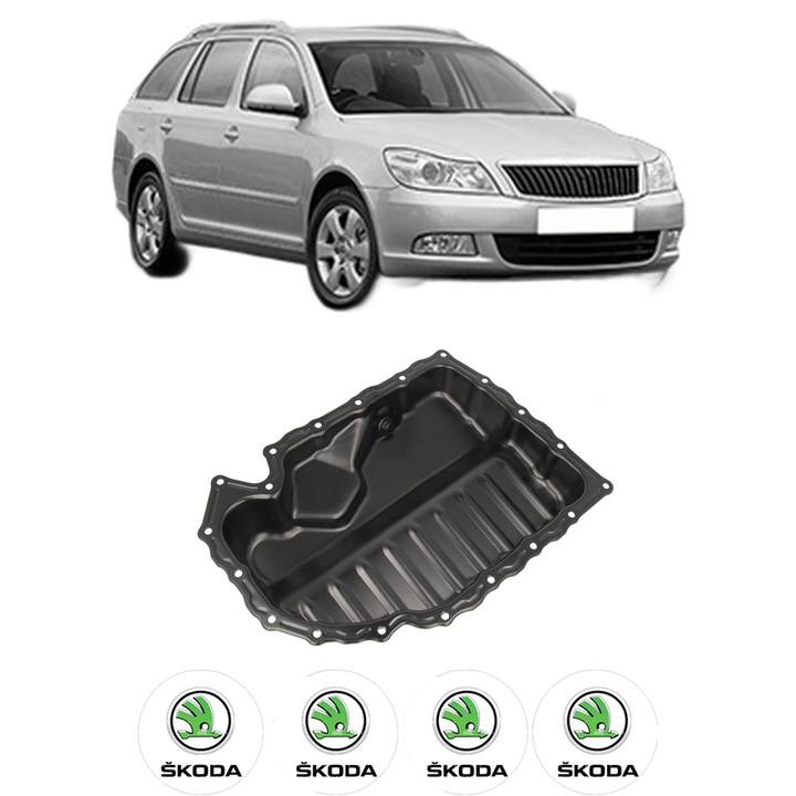Baie ulei SKODA OCTAVIA II Combi (1Z5) 2.0 TFSI BWA, CCZA din 2005-2013 KW 147 CP 200 CMC 1984, auto, material otel, 4 Stickere auto cu SKODA