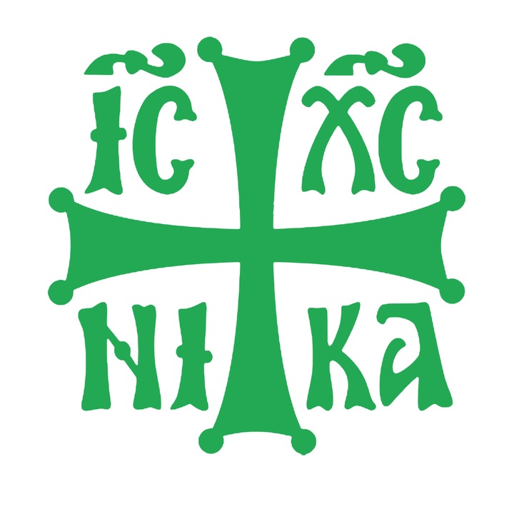 Sticker auto decorativ, rezistent la apa si UV. Cruce, verde, 10cm