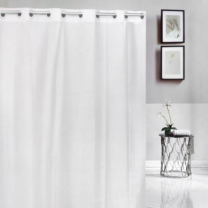 Perdea dus, cu model reliefat, textila, poliester, ALB, 180x200cm