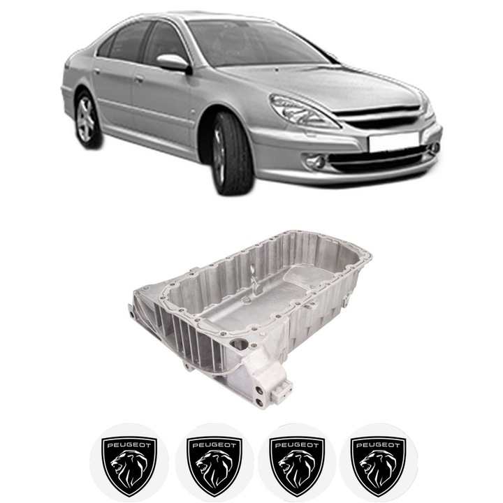 Baie ulei PEUGEOT 607 (9D, 9U) 2.0 RFN (EW10J4) din 2000-2005 KW 100 CP 136 CMC 1997, auto, material aluminiu, 4 Stickere auto cu PEUGEOT