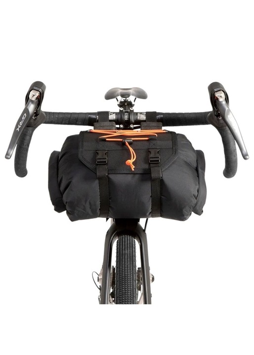 Чанта за кормило Restrap Bar Bag S, черна/оранжева, капацитет 14L, водоустойчива система, 1000D Cordura