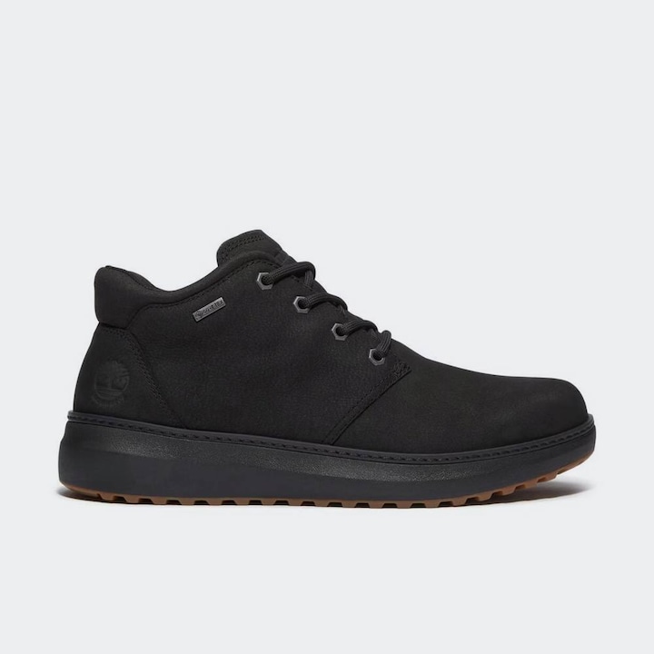 Ghete barbati Timberland, Hudson Road Mid, impermeabile, negru, piele naturala