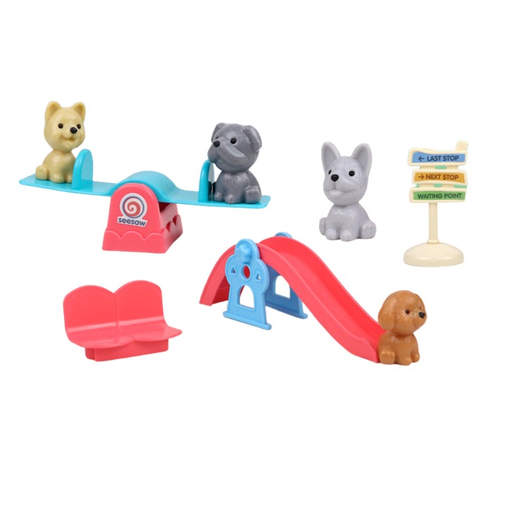 Комплект фигурки за деца, 4 кучета, пластмаса, 8 части, 4-6 години