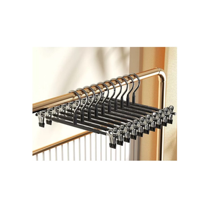 Set 10 umerase pentru pantaloni ajustabile, Infinitara, metalice, negru, 30x12.5cm