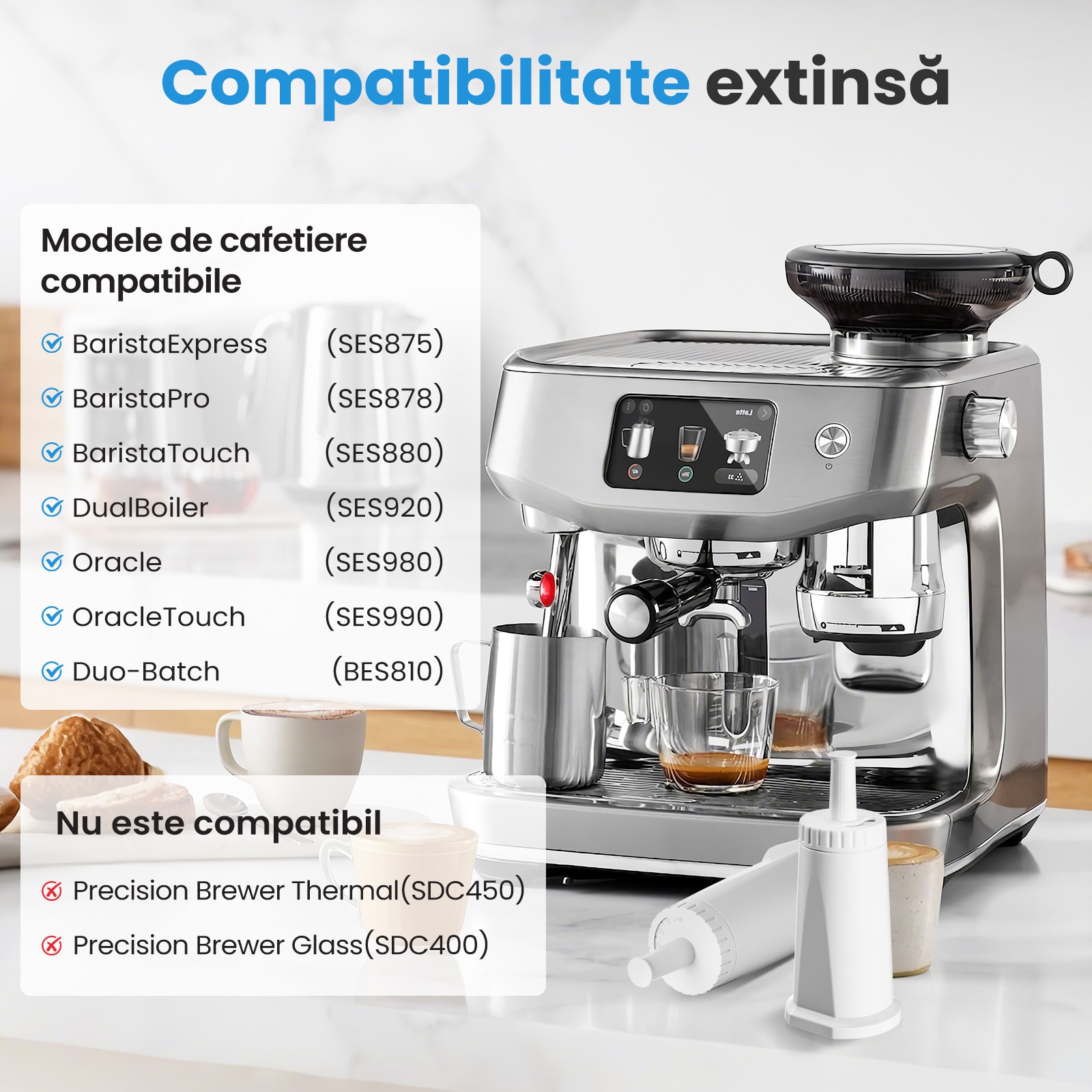 Wessper 6x Filtres à Eau Pour Sage Machine à Café | Accessoires Barista Remplacement Pour Sage, Sage Barista Express Pro SES008,SES875,SES878,BES920,BES810,SES880,SES810,SES980,SES992