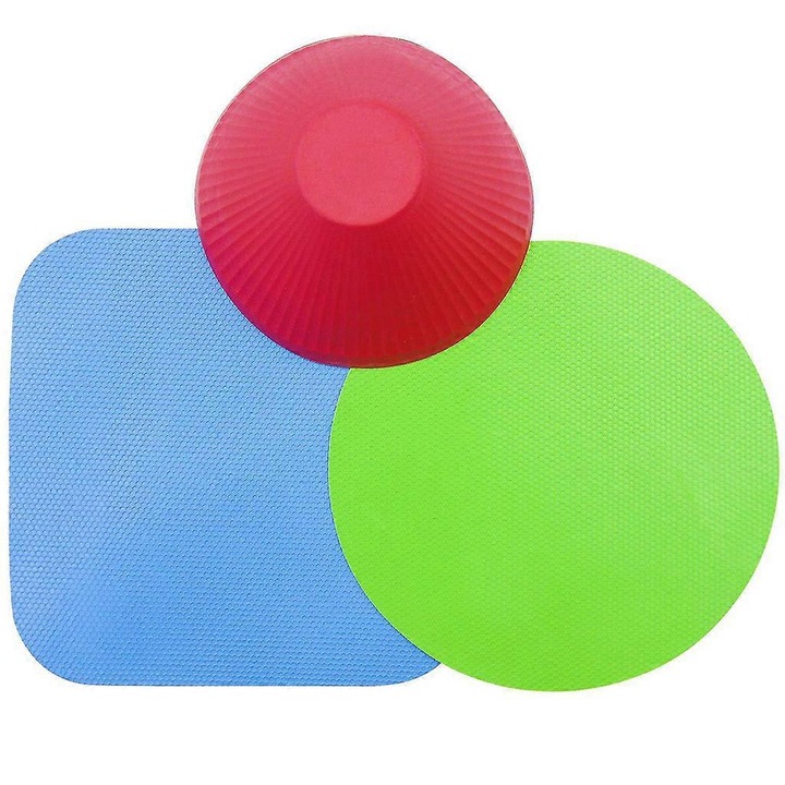 Desfacatoare conserve set 3 piese, silicon, antiderapant, multicolor, 12.8x12.8cm, 12.5x12.5cm