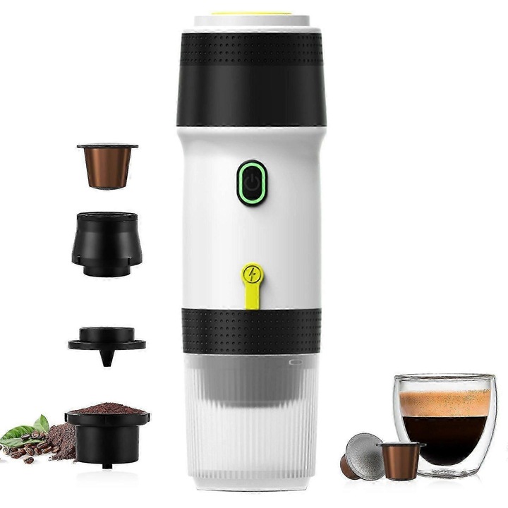 Hordozható elektromos kávéfőző, 3 az 1-ben, 2500mAh, 60ml, 150ml, kompakt