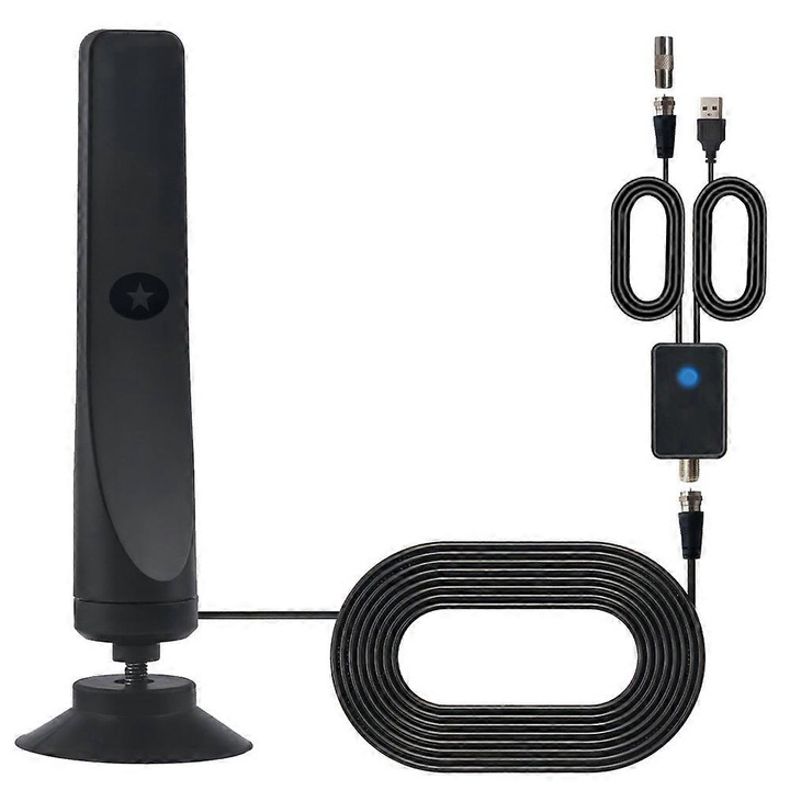 Antena TV verticala, 25DB, frecventa 170MHZ-860MHZ, USB, set complet