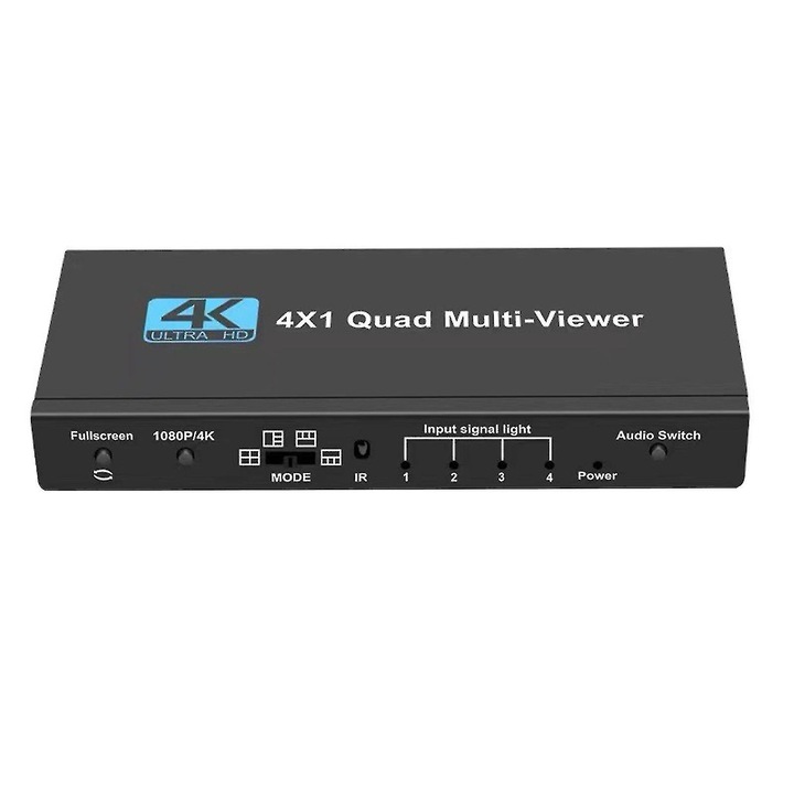 Switch HDMI 4K Multi-viewer 4x1, 4 intrari, 1 iesire, control IR, dimensiuni 148x63x23mm