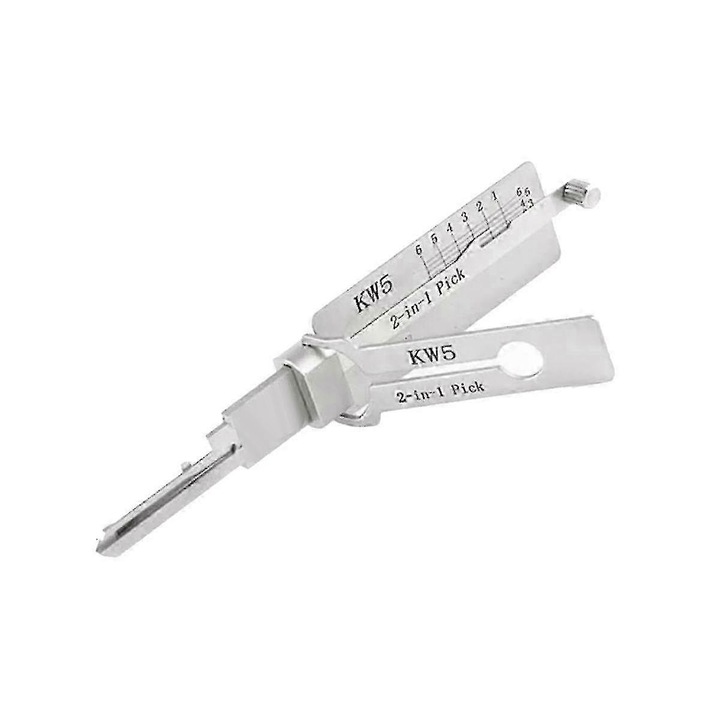 Lacatus 2 in 1 pentru deschiderea usilor, Lishi KW5, metal, argintiu