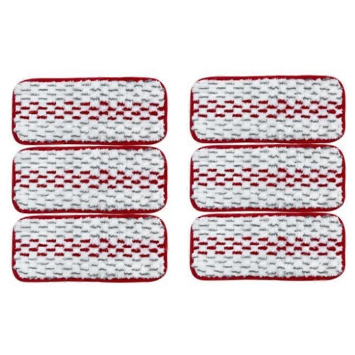 Set 6 lavete de inlocuire pentru mop Vileda, rosu/alb, 36.5x13cm