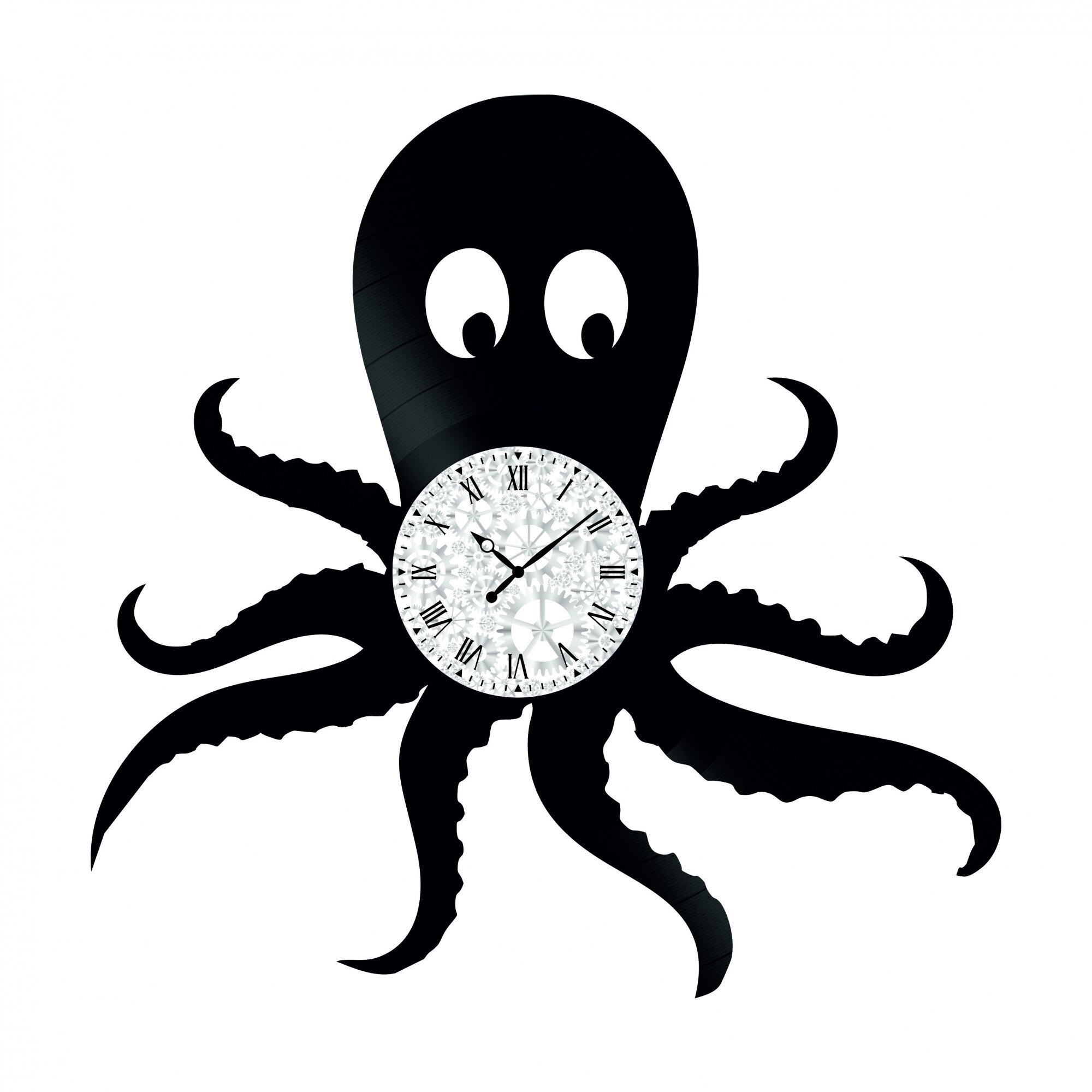 Ceas de perete Vintage din Vinyl - Revival Vinyl Wall Clock Caracatita