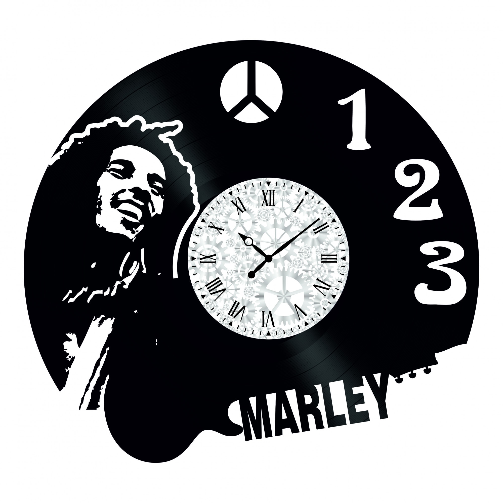 Ceas de perete Vintage din Vinyl - Revival Vinyl Wall Clock Bob Marley