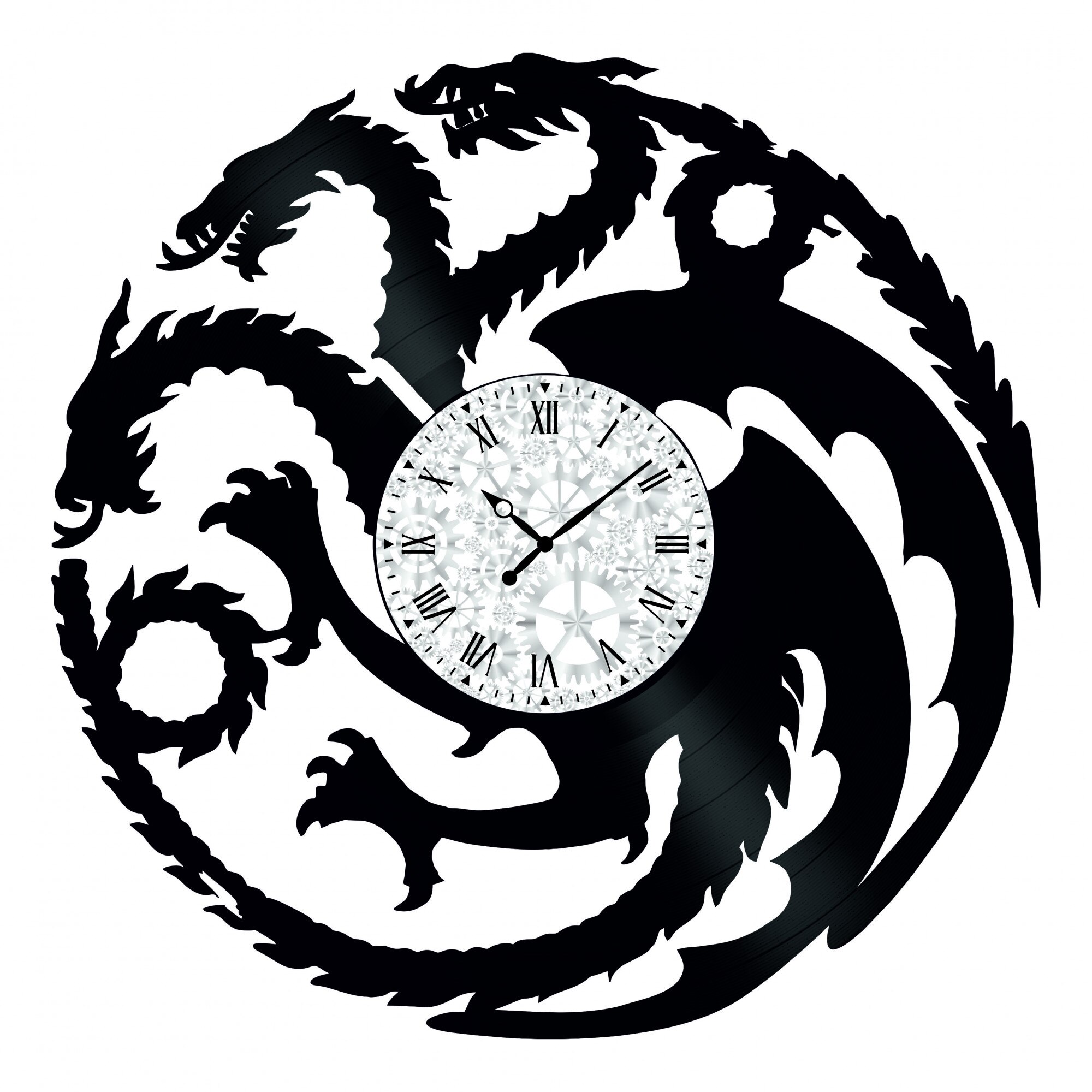 Ceas de perete Vintage din Vinyl - Revival Vinyl Wall Clock Dragoni