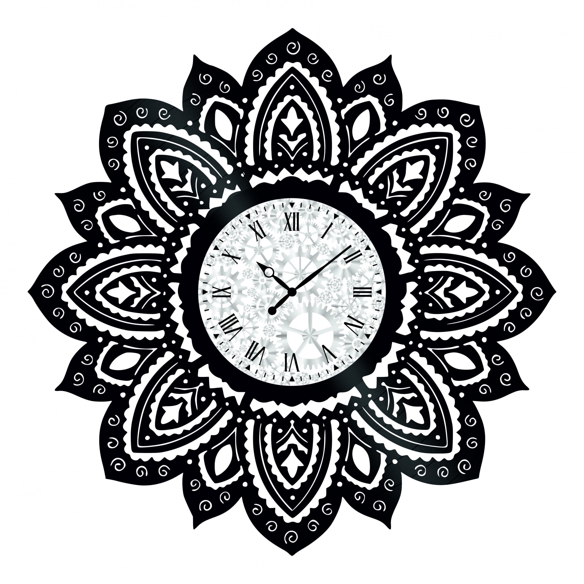 Ceas de perete Vintage din Vinyl - Revival Vinyl Wall Clock Mandala
