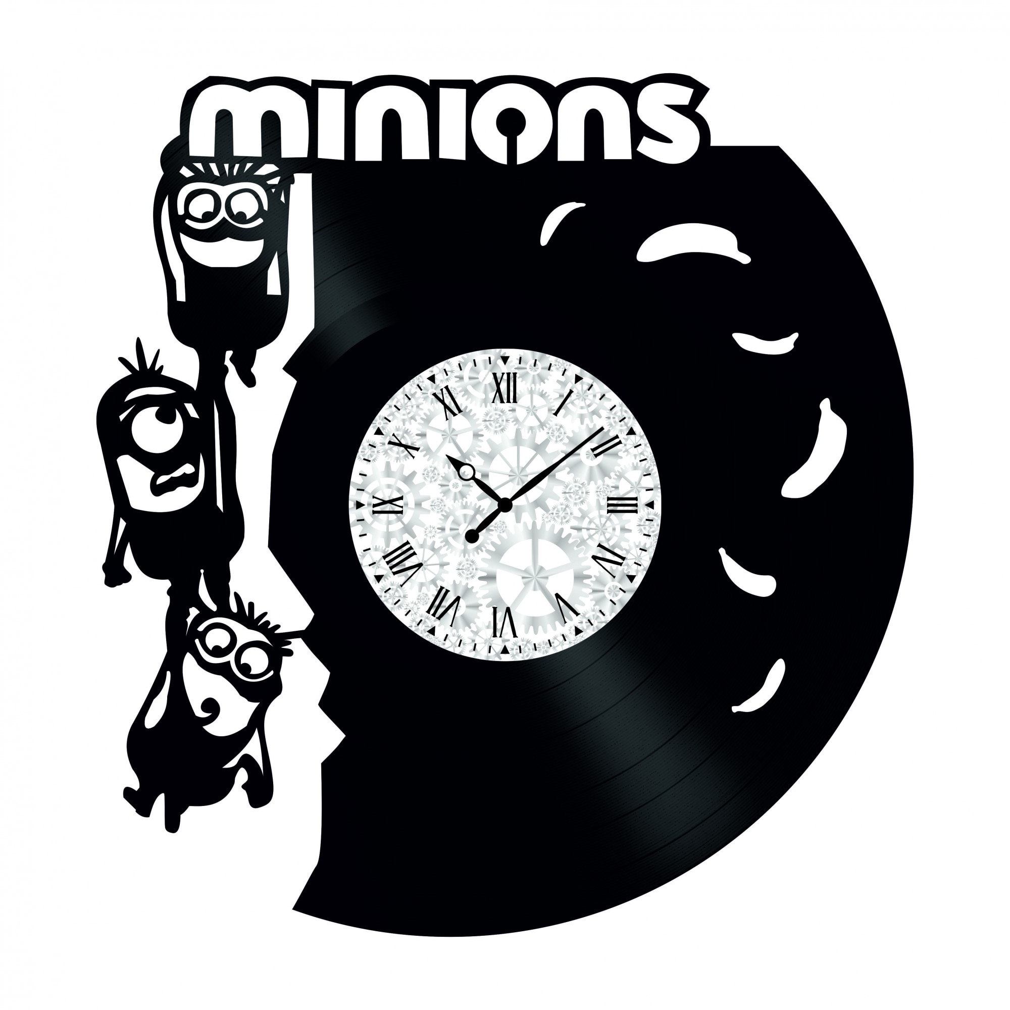 Ceas de perete Vintage din Vinyl - Revival Vinyl Wall Clock Desene Animate Minions