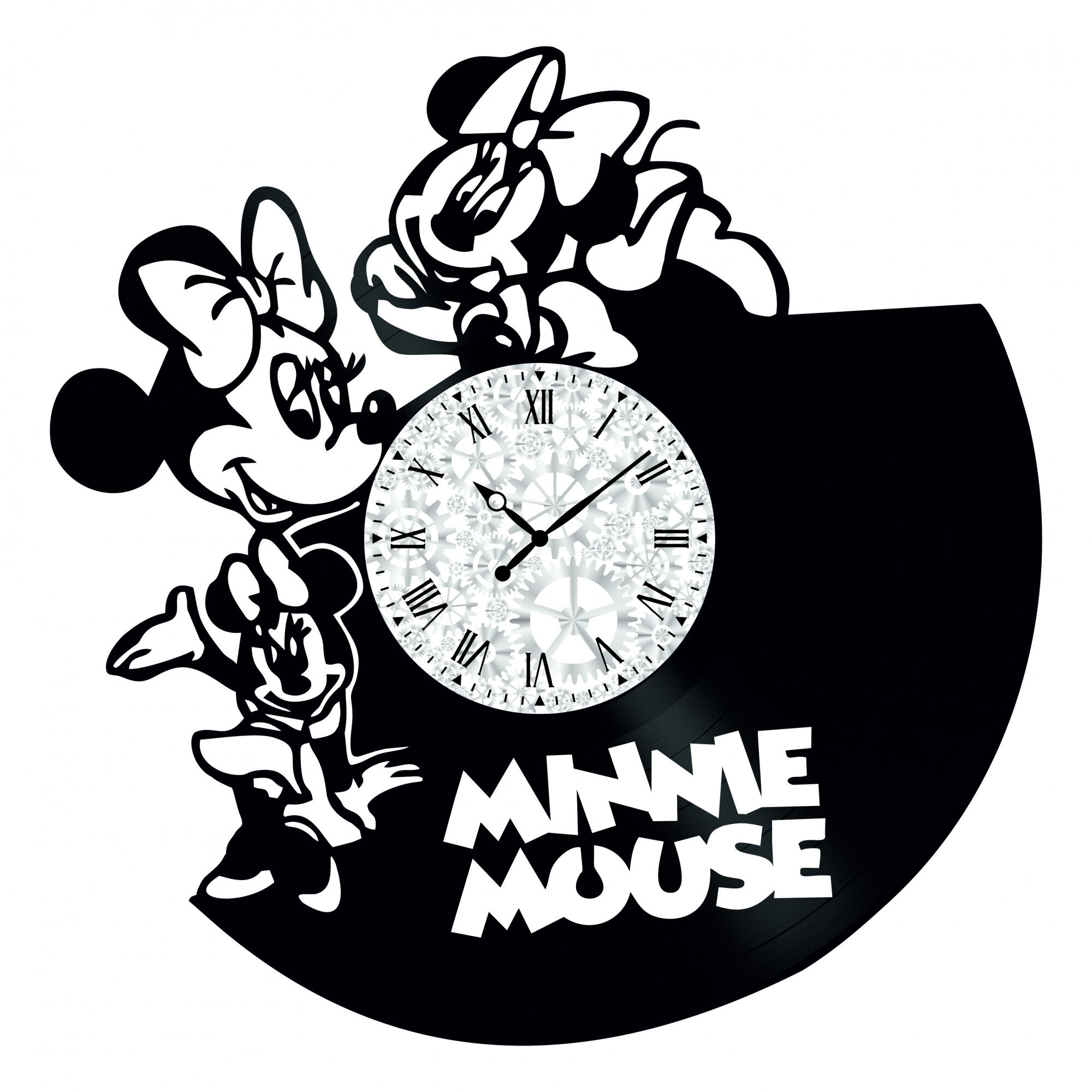 Ceas de perete Vintage din Vinyl - Revival Vinyl Wall Clock Minnie Mouse Cartoon