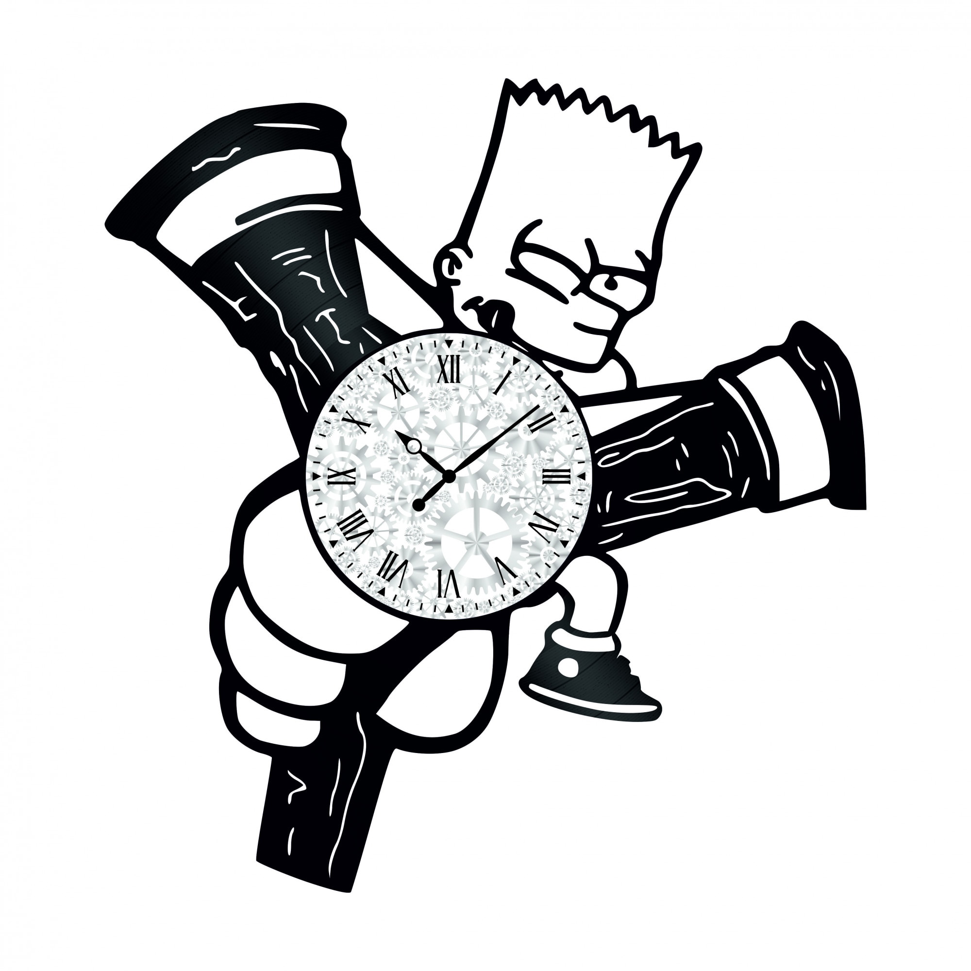 Ceas de perete Vintage din Vinyl - Revival Vinyl Wall Clock Bart from The Simpsons