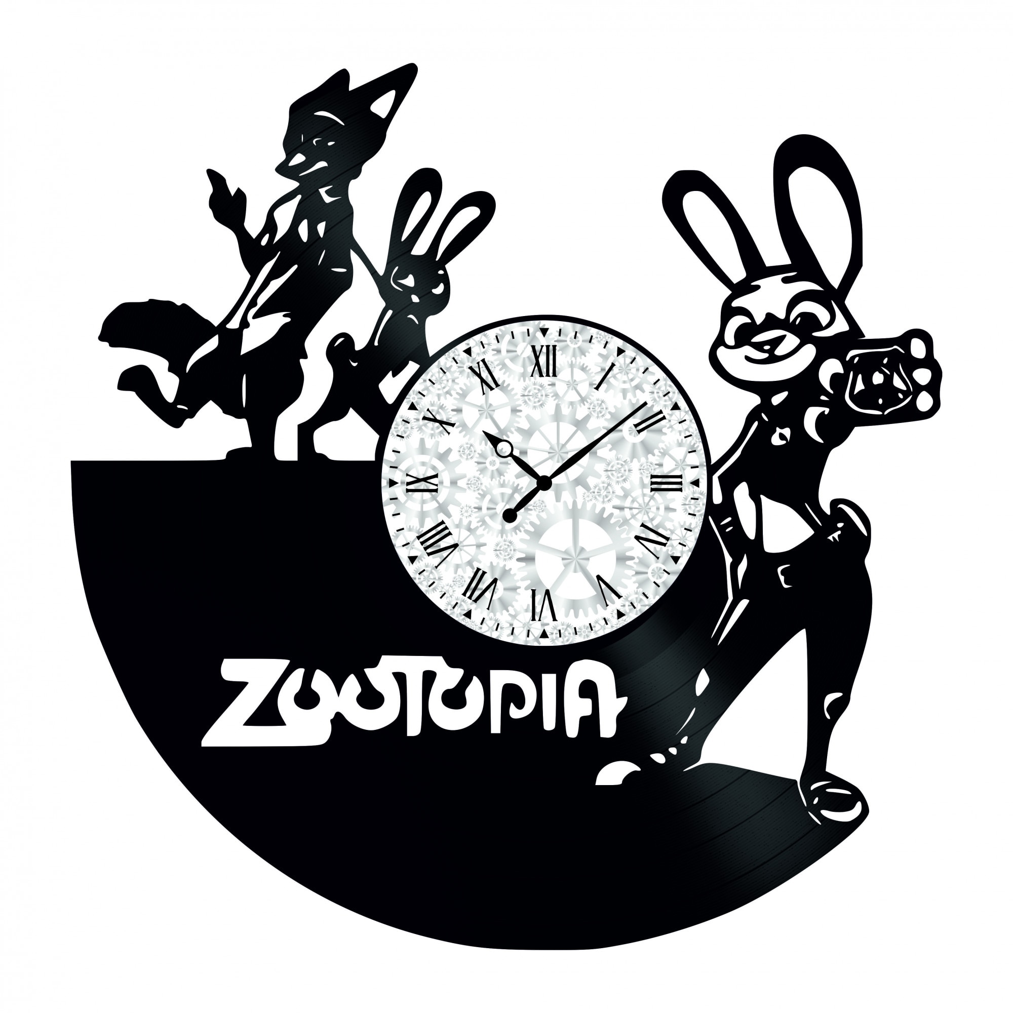 Ceas de perete Vintage din Vinyl - Revival Vinyl Wall Clock Zootopia Cartoon