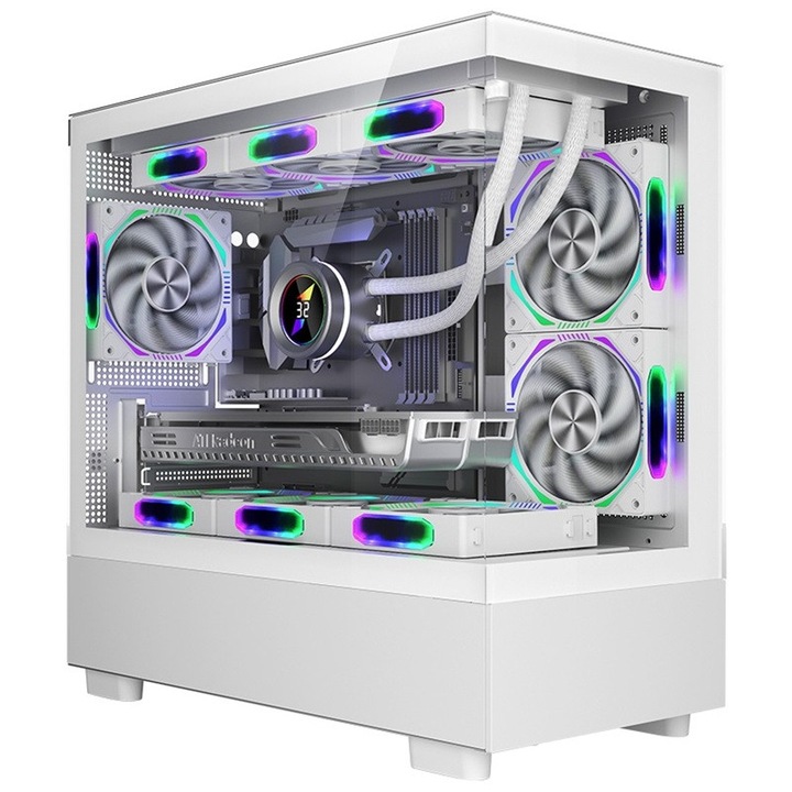 Sistem PC Gaming 1stPlayer® cu Intel® Core™ i5 14600KF Raptor Lake 5.3 GHz, 32GB DDR5, SSD 1TB M.2, placa video GeForce® RTX™ 5060Ti 8 GB GDDR7, WiFi, liquid cooling, MI5W56T, No OS