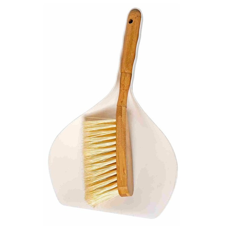Set perie și faras Bamboo, Feniks, crem, 30x5.5cm