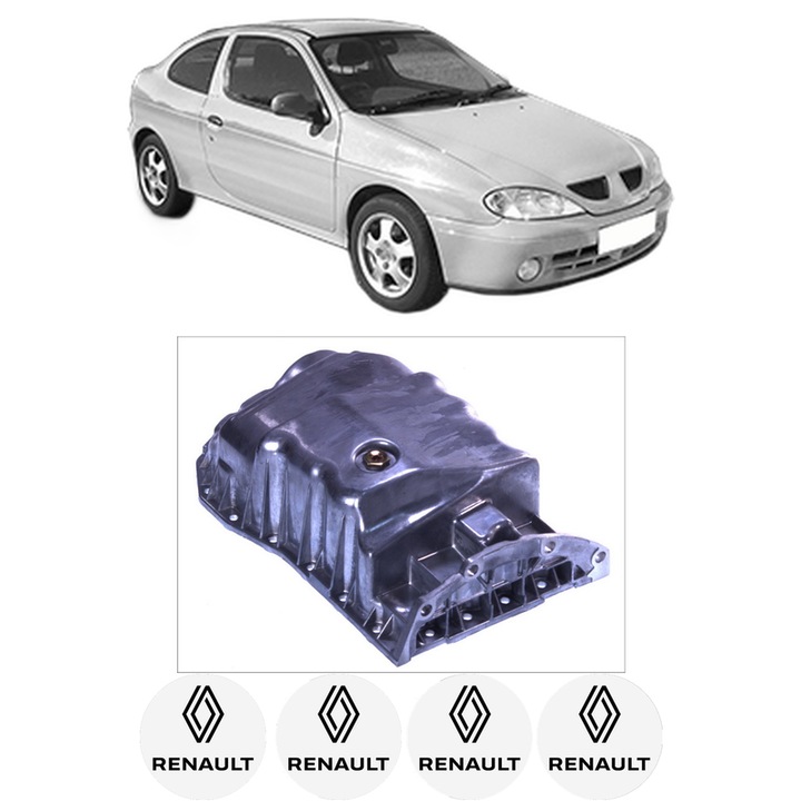 Baie ulei RENAULT MEGANE I Coach (DA0/1_) 2.0 16V (DA0H) F7R 714, F7R 710 din 1996-1999 KW 108 CP 147 CMC 1998, auto, material aluminiu, 4 Stickere auto cu RENAULT