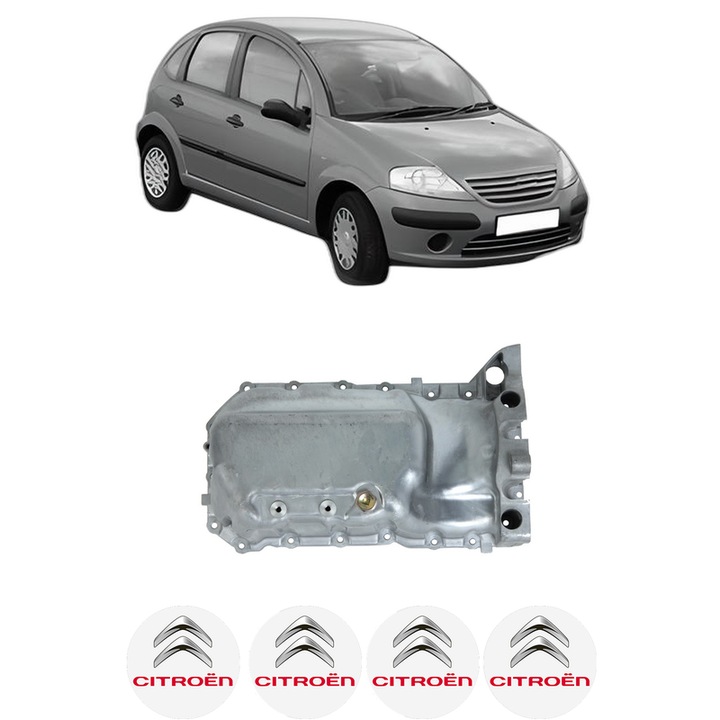 Baie ulei CITROEN C3 I (FC_, FN_) 1.6 16V NFU (TU5JP4) din 2002-2010 KW 80 CP 109 CMC 1587, auto, material aluminiu, 4 Stickere auto cu CITROEN