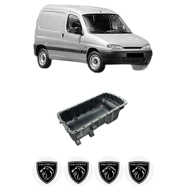 Baie ulei PEUGEOT PARTNER Box Body/MPV (5_, G_) 2.0 HDi RHY (DW10TD) din 2000-2008 KW 66 CP 90 CMC 1997, auto, material aluminiu, 4 Stickere auto cu PEUGEOT
