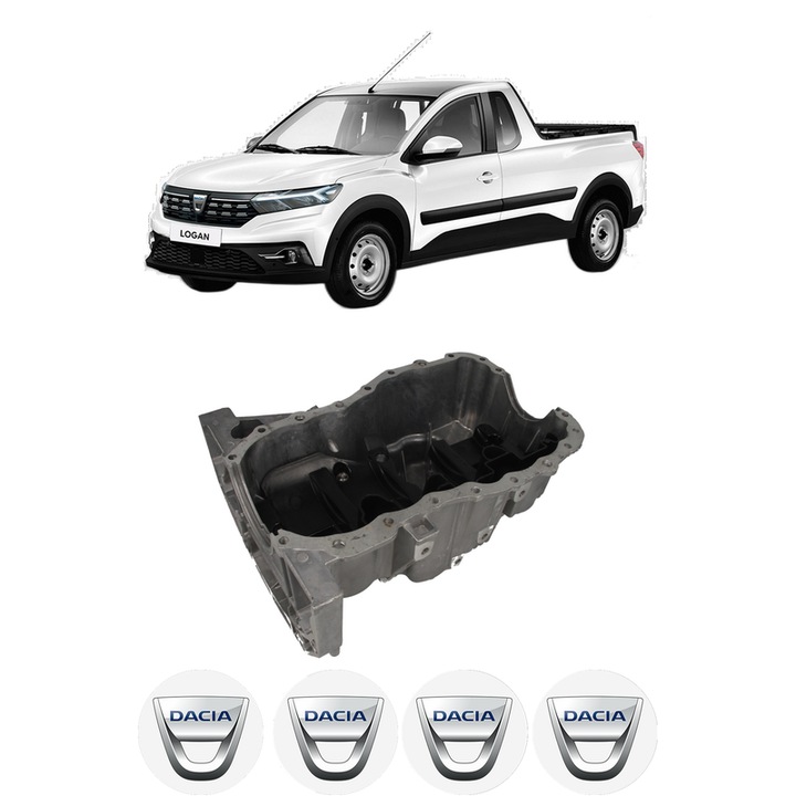 Baie ulei DACIA DOKKER Pickup 1.5 dCi 90 K9K 626 din 2017-2021 KW 66 CP 90 CMC 1461, auto, material aluminiu, 4 Stickere auto cu DACIA