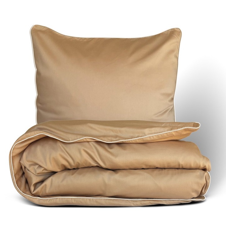 Ágynemű garnitúra 160x200cm + 2*70x80cm, Multitex, szatén pamut, bézs, Gold Line