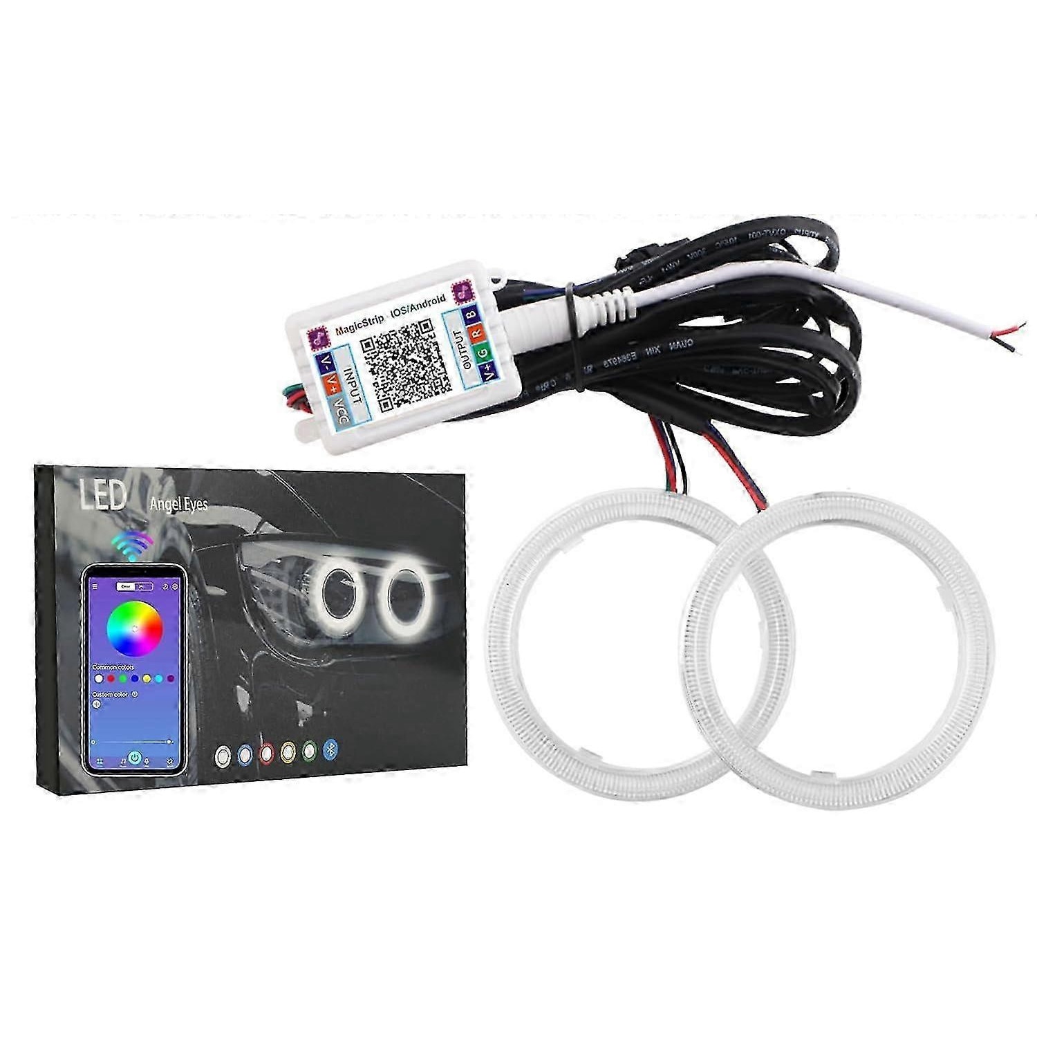 ANGEL⭐︎ Set 2 bucati 70mm Angel Eyes RGB LED COB pentru faruri auto, cu