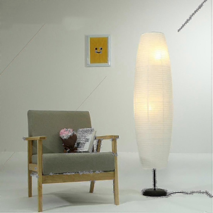 Lampa de podea, alb, din hartie, design minimalist, 1 buc.