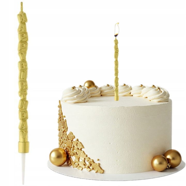 Свещ за торта GoDan, 13см, с надпис Честит рожден ден