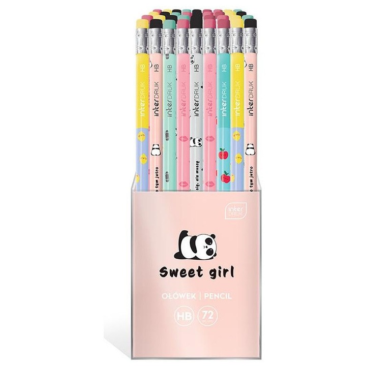 Set creioane Sweet Girl HB, 72 buc, multicolor, profil rotund