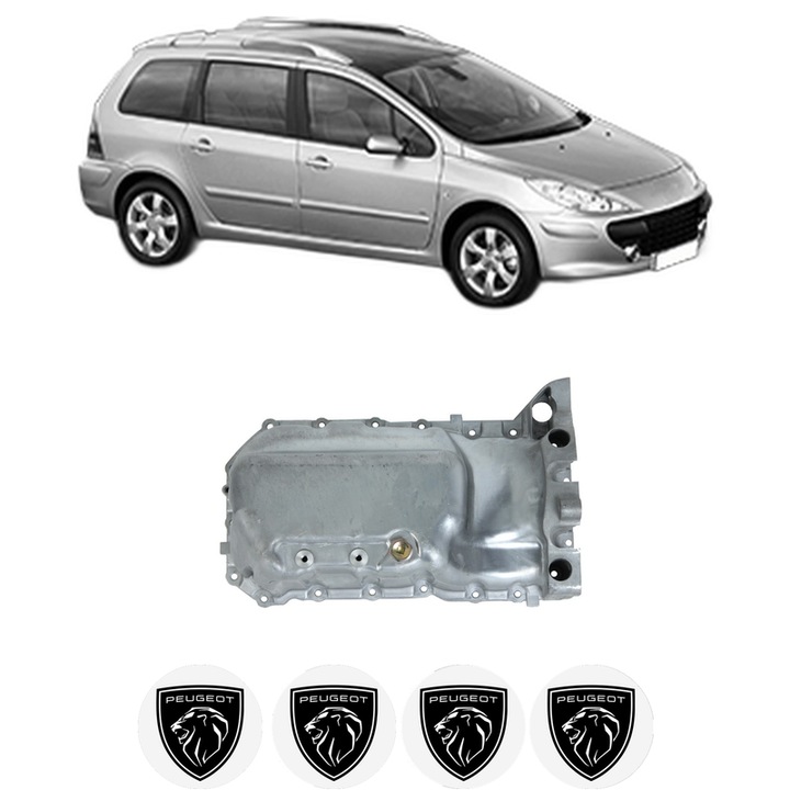 Baie ulei PEUGEOT 307 SW (3H) 1.6 16V NFU (TU5JP4) din 2002-2008 KW 80 CP 109 CMC 1587, auto, material aluminiu, 4 Stickere auto cu PEUGEOT