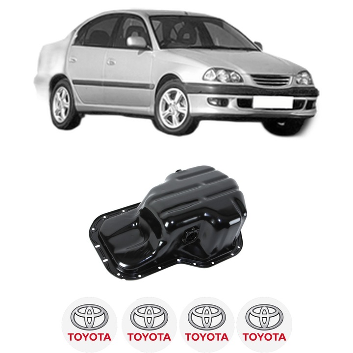Baie ulei TOYOTA AVENSIS (_T22_) 2.0 TD (CT220_, CT220R) 2C-TE din 1997-2003 KW 66 CP 90 CMC 1974, auto, material otel, 4 Stickere auto cu TOYOTA