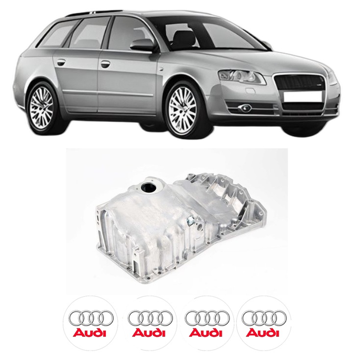 Baie ulei AUDI A4 B7 Avant (8ED) 1.6 ALZ din 2004-2008 KW 75 CP 102 CMC 1595, auto, material aluminiu, 4 Stickere auto cu AUDI