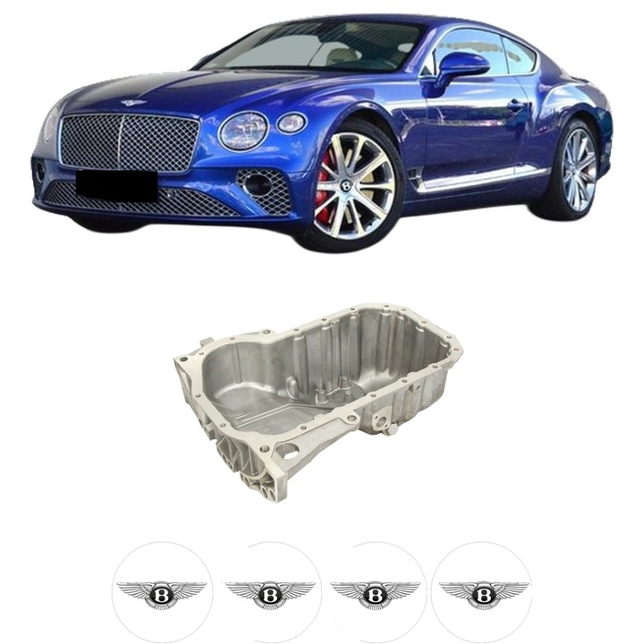 Baie ulei BENTLEY CONTINENTAL Coupe (3S3) 6.0 W12 AWD DDBA din 2021 KW 485 CP 659 CMC 5950, auto, material aluminiu, 4 Stickere auto cu BENTLEY