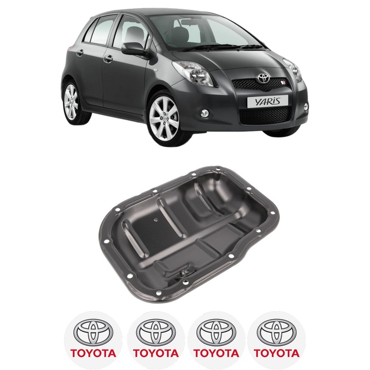 Baie ulei TOYOTA YARIS (_P9_) 1.8 VVTi (ZSP90_, ZSP90R) 2ZR-FE din 2007-2011 KW 98 CP 133 CMC 1798, auto, material otel, 4 Stickere auto cu TOYOTA