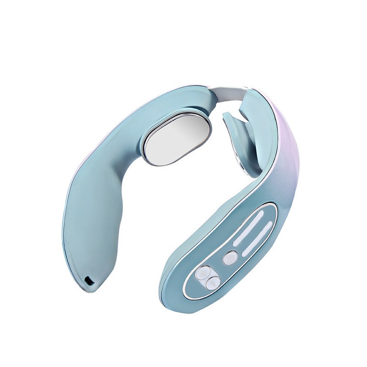 Nyakmasszírozó, 12 állítható beállítás, mikroáram-terápia, állandó hőmérsékletű hőterápia, meridián stimuláció, USB-töltés, kompakt és hordozható