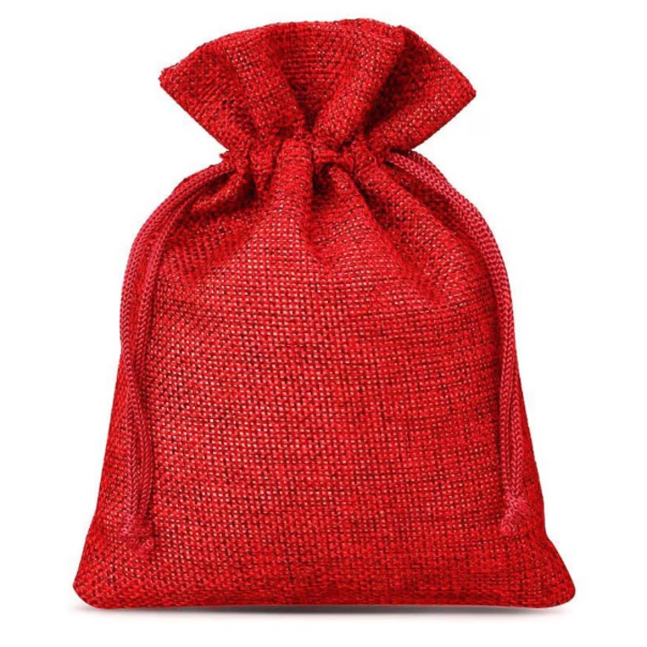 Saculet Premium Neo™ за бижута, текстилен, с връзка, 10x14 см, червен