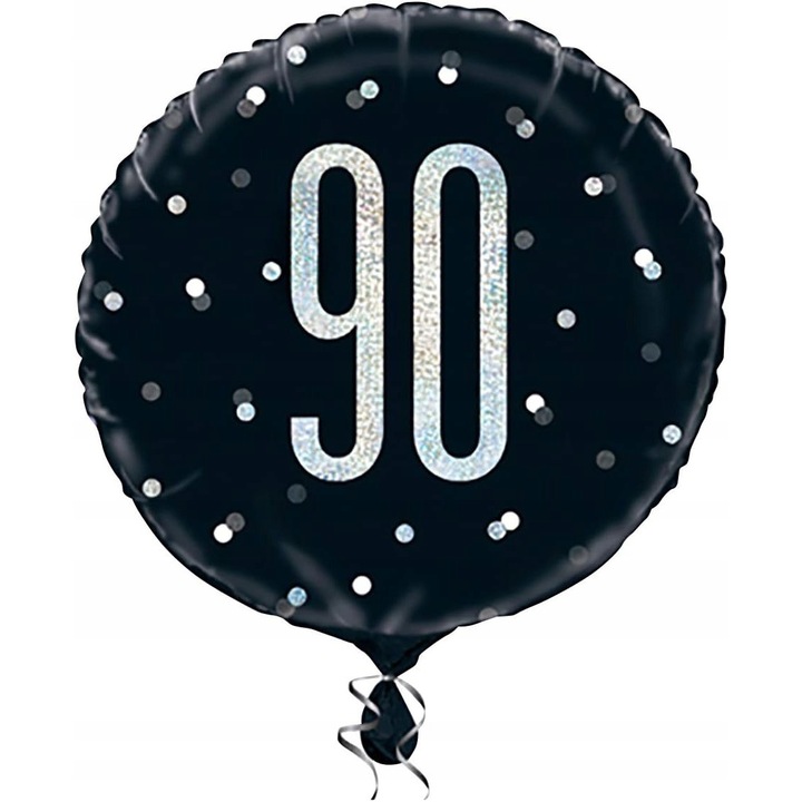 Fólia lufi 90 év, EGYEDI, fekete, 45cm