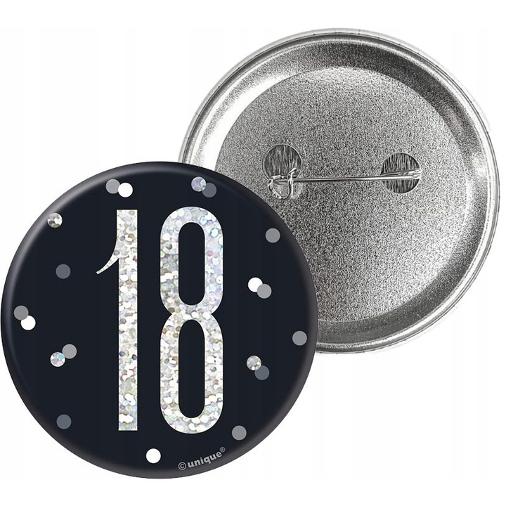 Fém bross, 18, EGYEDI, fekete, 7,6cm