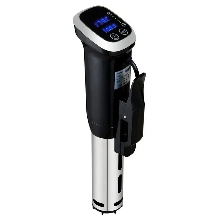 Sous vide főzőkészülék 1200W, vízálló merülő termosztát, precíz hőmérséklet-szabályozás LED kijelzővel, fekete