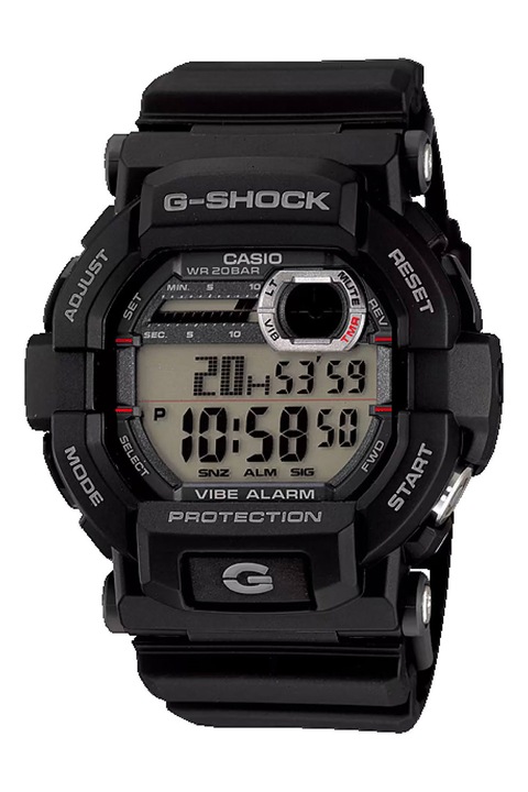 Casio, G-Shock kerek digitális műgyanta karóra, Fekete
