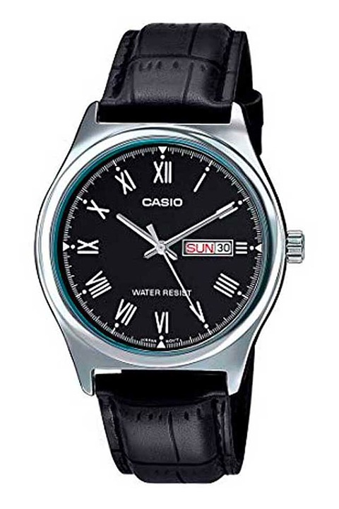 Casio, Analóg karóra bőrszíjjal, Fekete