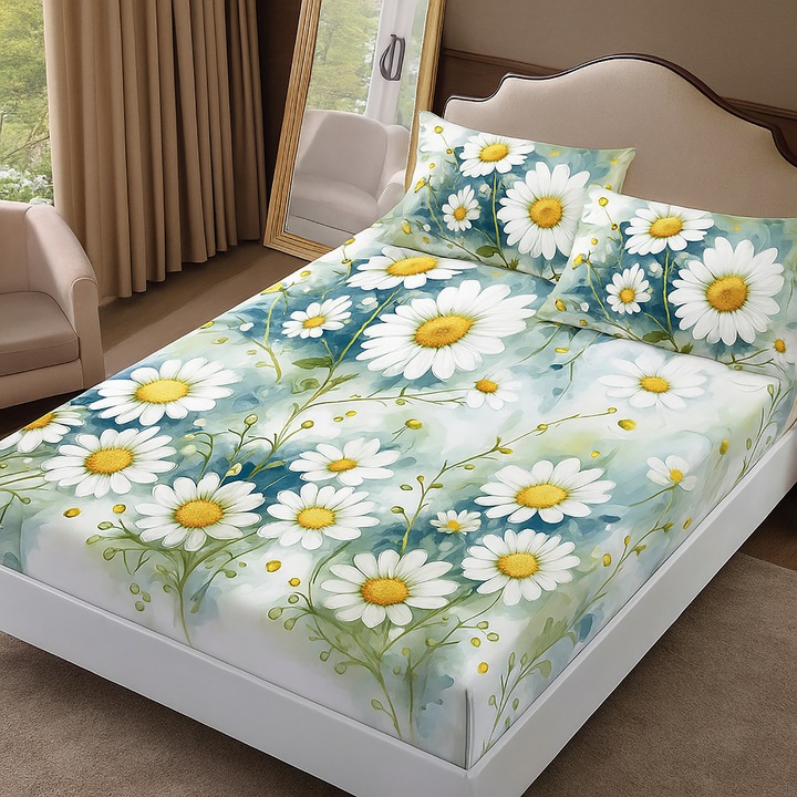 NufJoy Finet Gros gumis lepedő szett, 160x200 cm-es matrachoz és 2 db 50x70 cm-es párnahuzat, Kamilla