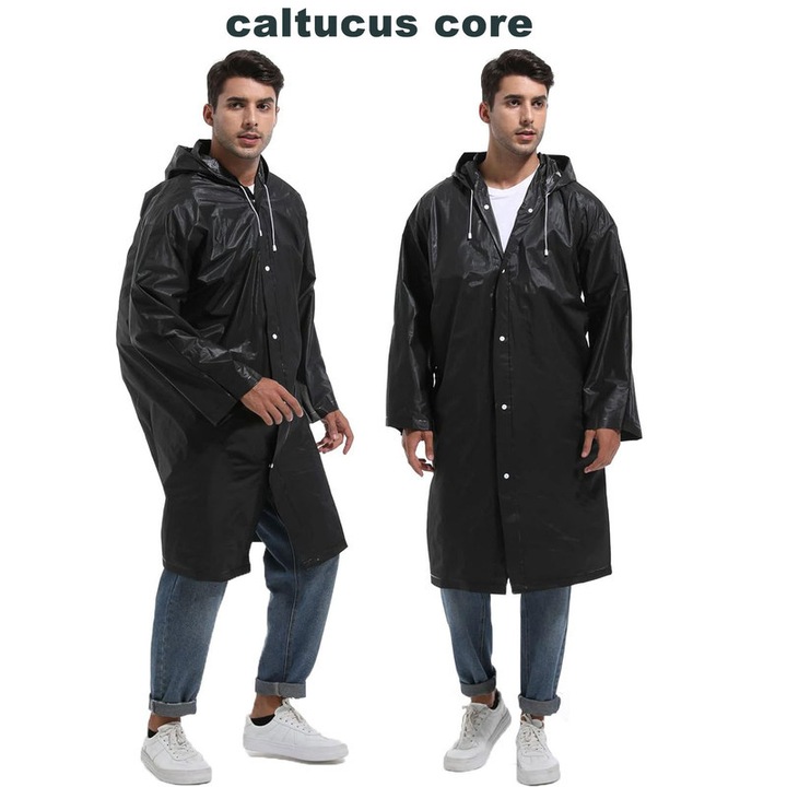 Caltucus Core unisex esőponcsó, tartós, fekete, 37x115cm