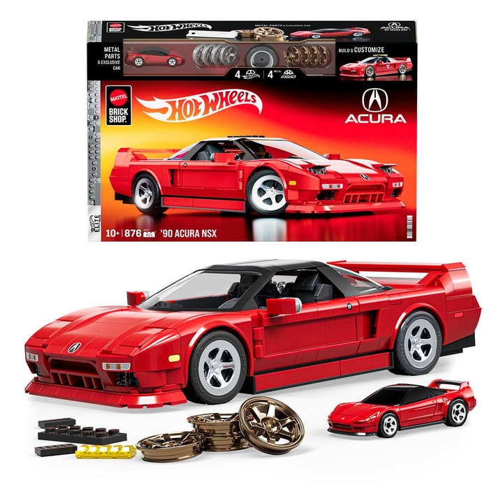 Set de constructie Mattel Brick Shop Hot Wheels Elite Series 1/16 '90 Acura NSX